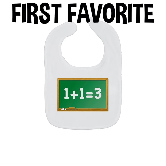 1+1=3 Baby Bib Funny Math Joke Shower Gift Chalkboard School Teacher Feeding Kid