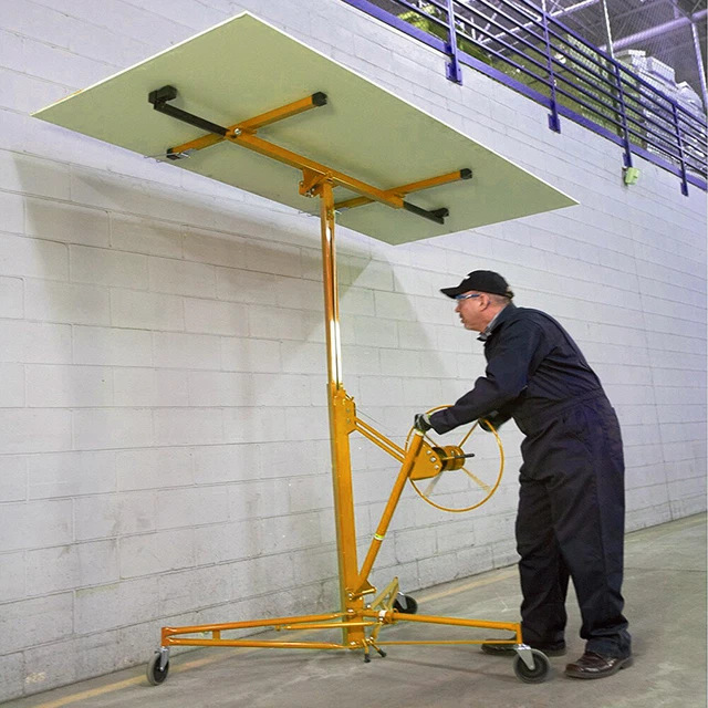 Steel 16ft Mobile Drywall Tool Wheel Plasterboard Lifter Hoist Panel Sheet Crane
