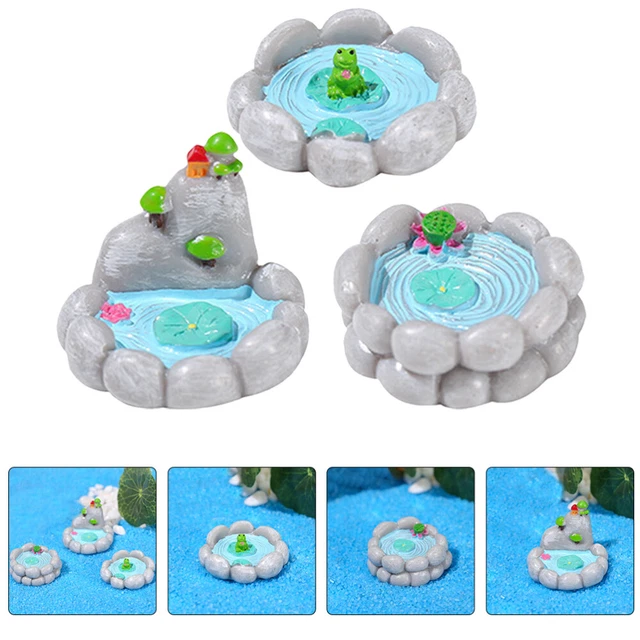 9 Pcs Resin Mini Garden Pool Pond Figurines Micro Landscape