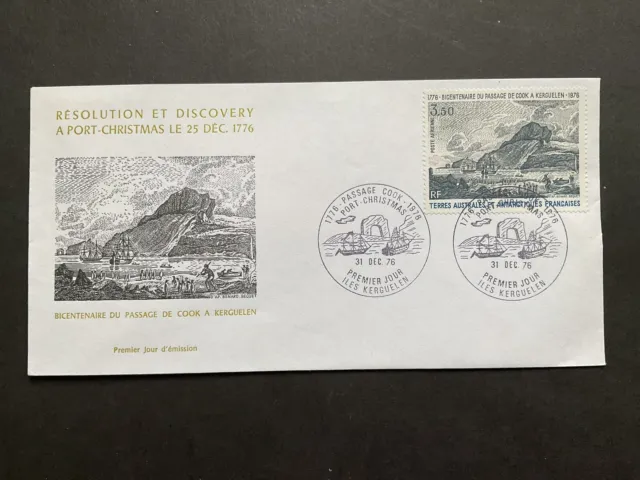 Postal History French Antarctic 1976 3F 50 Air Mail Stamp On FDC .