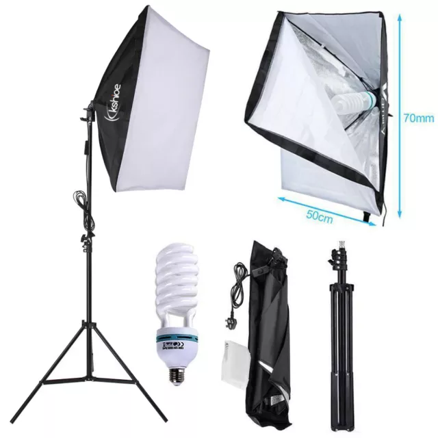 135W Softbox Lighting Stand Kit Photography Studio Photo Video+2M Light Stand UK