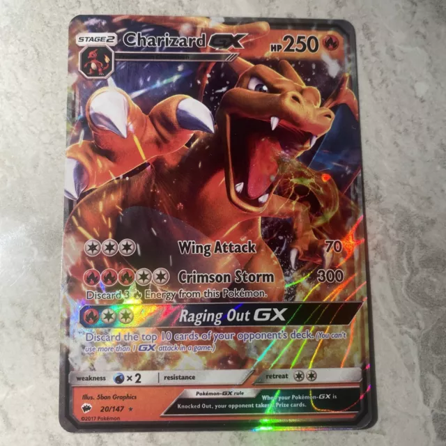 Pokemon Card - Charizard GX - 20/147 - Rare - Burning Shadows - Holo