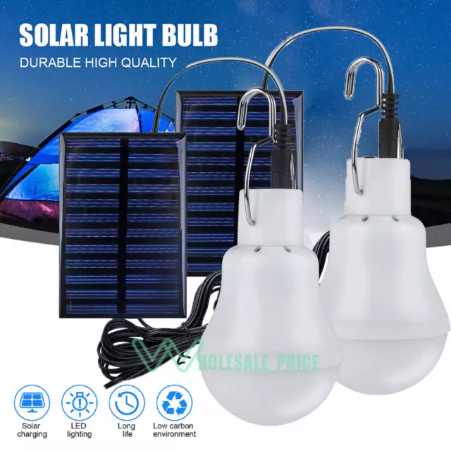 Portable Solar Panel Powered LED Lights Bulb Light Tent Lamp Camping Out/Indoor