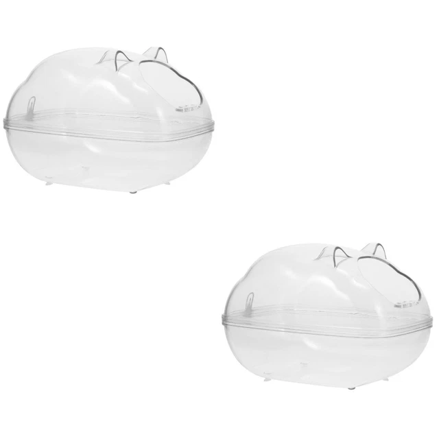 2 piezas Transparente Hámster WC Hámster Ratón Mascota Baño Jaula Baño