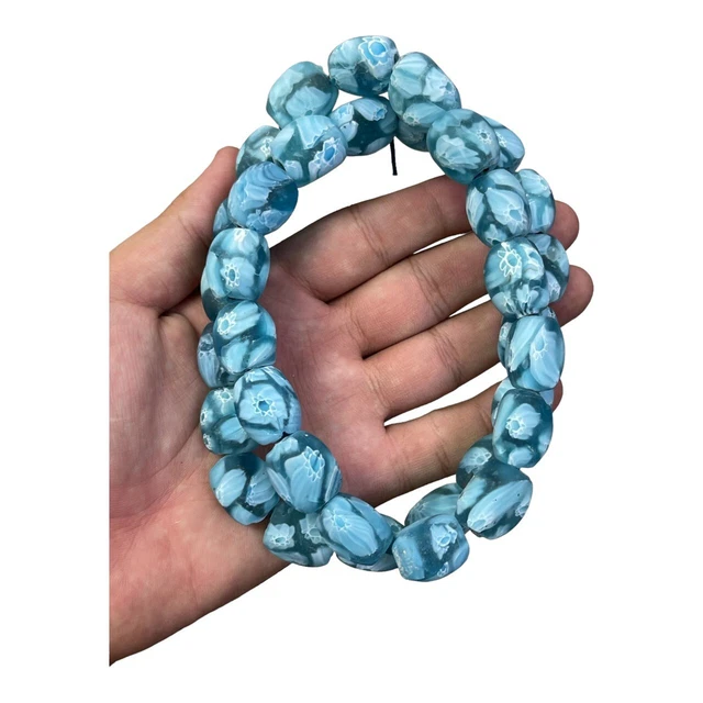 Beautiful Ancient Antique South Asia Mosaic Glass Beads Strand Jewelry Making