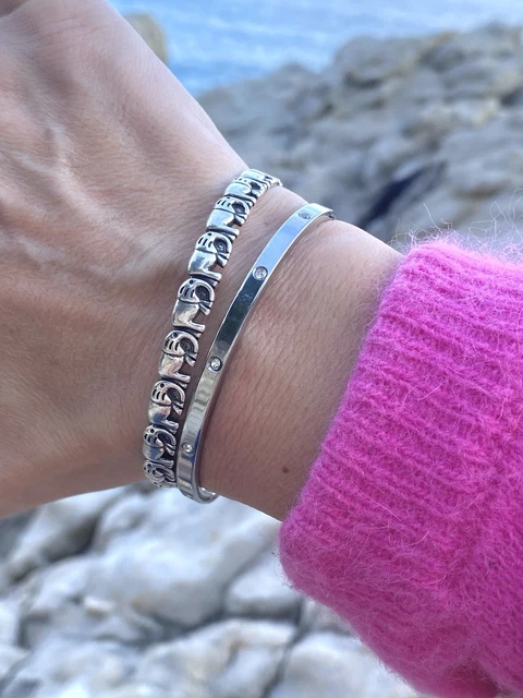 Bracelet Chaîne Moderne En Argent Massif 925 Poinçonné - Longueur Réglable ~19-20 Cm - Fermoir Mousqueton
