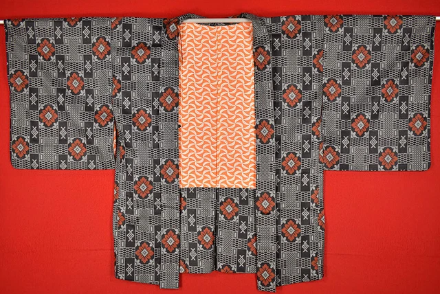Vintage Japanese Kimono Silk Antique BORO HAORI Kusakizome Woven/A617/490