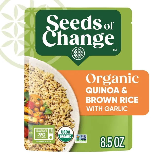 SEEDS OF CHANGE Organic Quinoa & Brown Rice with Garlic, Microwaveable Ready to