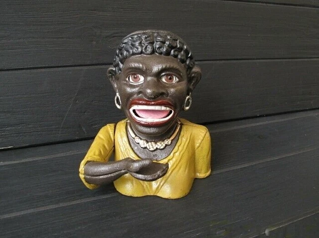 Vintage Piggy Bank COIN BOX Mechanical Handsome  Woman