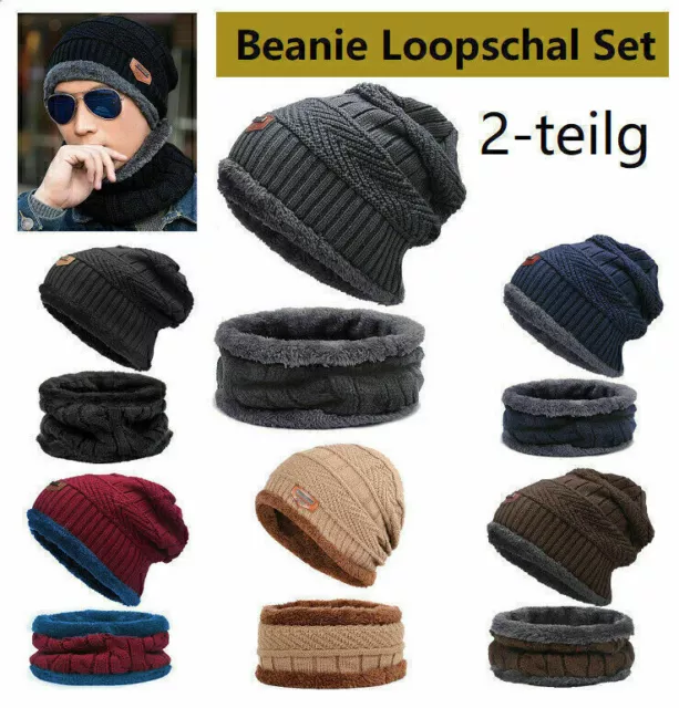 Beanie hat and loop scarf knitted hat fur hat women men 2 piece warmLOVE