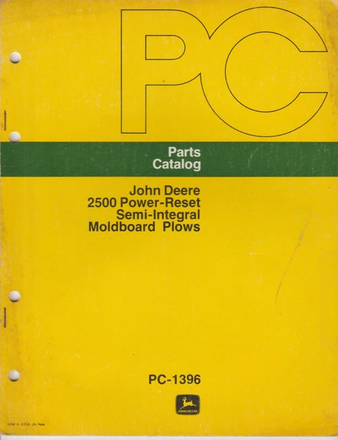 John Deere 2500 Power Reset Semi-Integral Moldboard Plow Parts Catalog