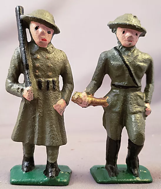 Vintage Pair Of Heavy Toy Lead Japanese Soldiers Nr