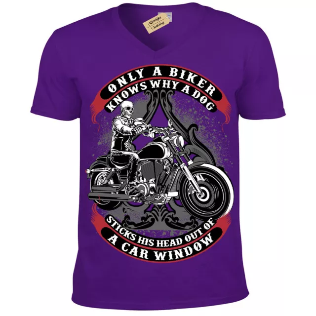 Only A Biker T-Shirt funny motorcycle motorbike Mens V-Neck