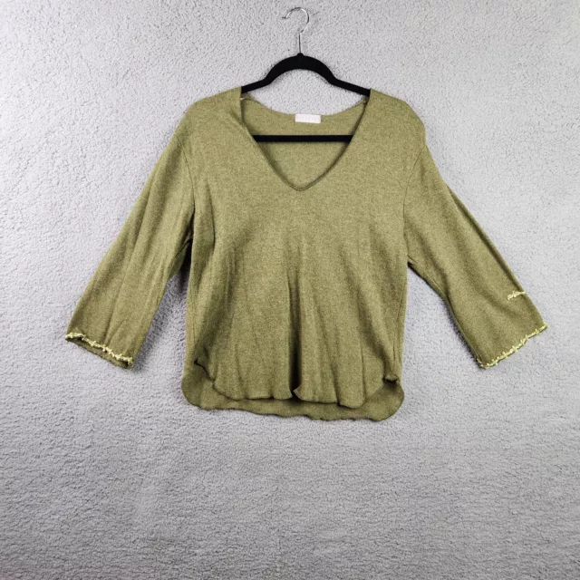 FITIGUES Women's Pullover Embroidered Sweater, Size L in Green