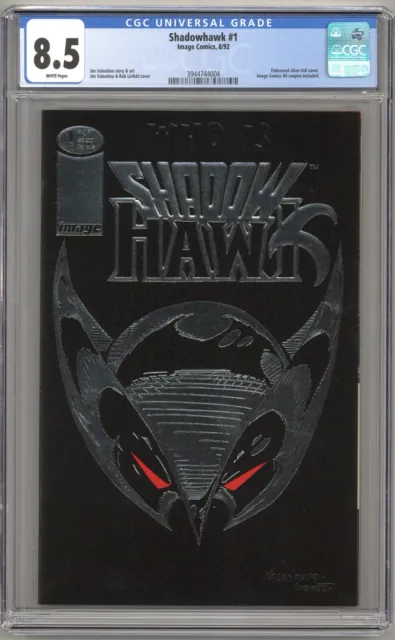 Shadowhawk #1 (1992) CGC 8.5 Embossed silver foil cover + Image Comics #0 coupon