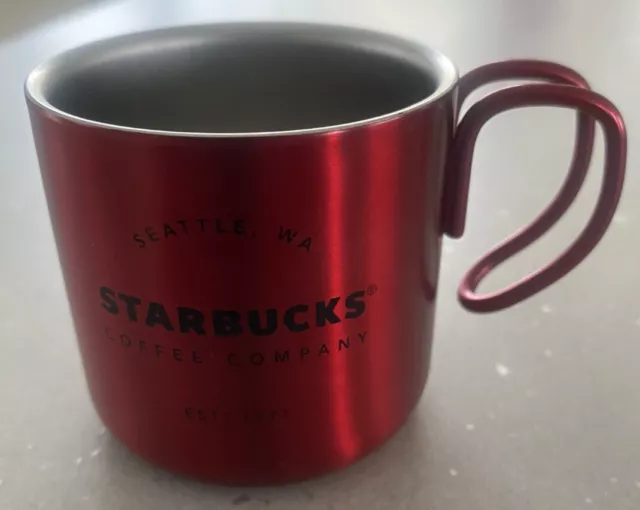 Starbucks Metal Stainless Steel Expresso Cup 3 oz Mini Mug Matte Red New