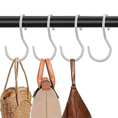 Paquete de 8 Colgador de Cartera Blanca para Armario Grandes Ganchos S Diseño de Torsión Colgador para Hangi
