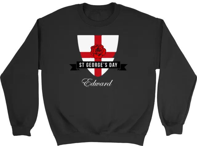 Personalised St George's Day Sheild Flag Mens Womens Sweatshirt Jumper Gift