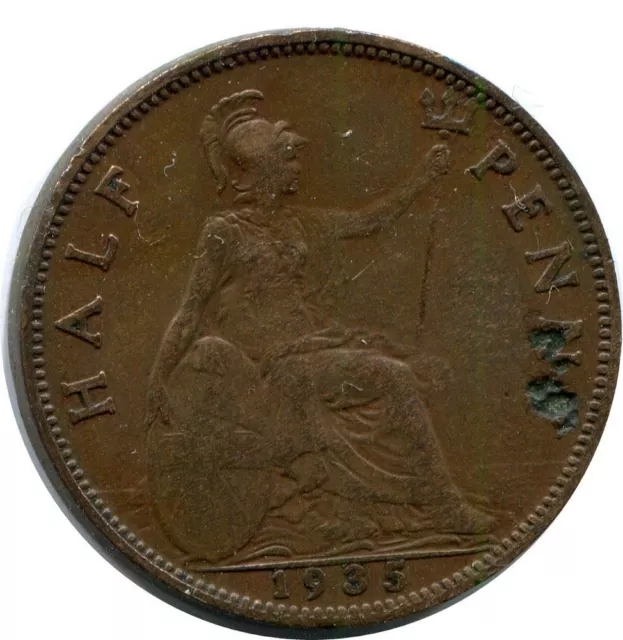 HALF PENNY 1935 UK GREAT BRITAIN Coin #AZ663C