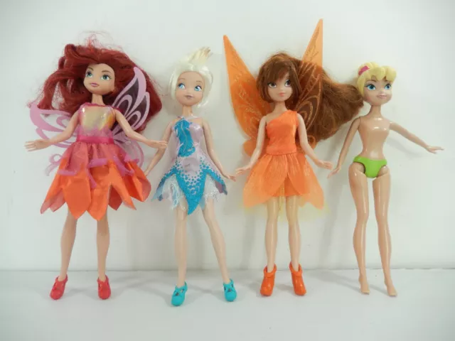 4 x Jakks Pacific Disney Fairy Dolls PERIWINKLE + FAWN + ROSETTA + TINKERBELL