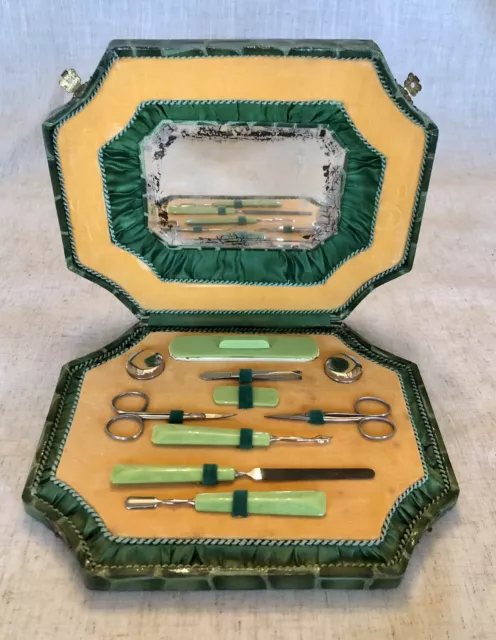 Luxury large vintage manicure, nail, dressing table set, 1950’s, 1930’s