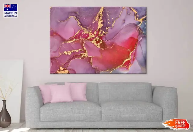 Purple Red & Gold Fluid Abstract Wall Canvas Home Decor Australian Made Quality