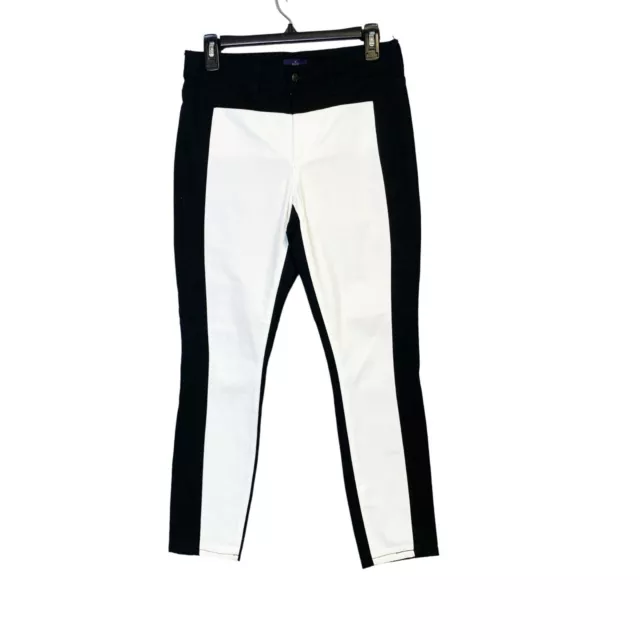 NWOT NYDJ Womens Mid Rise Aurora Legging Two Tone Black & White Denim Jeans Sz 2