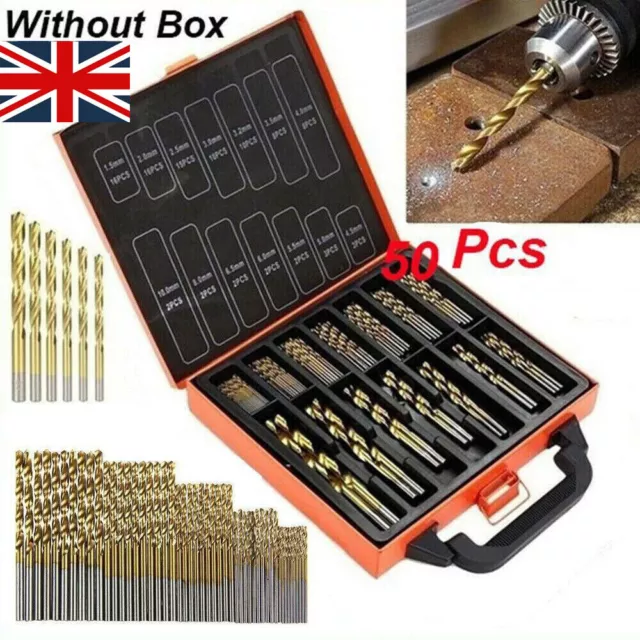 50 X Drill Bit Set Titanium Coated HSS High Speed Steel Hex Shank Quick Change