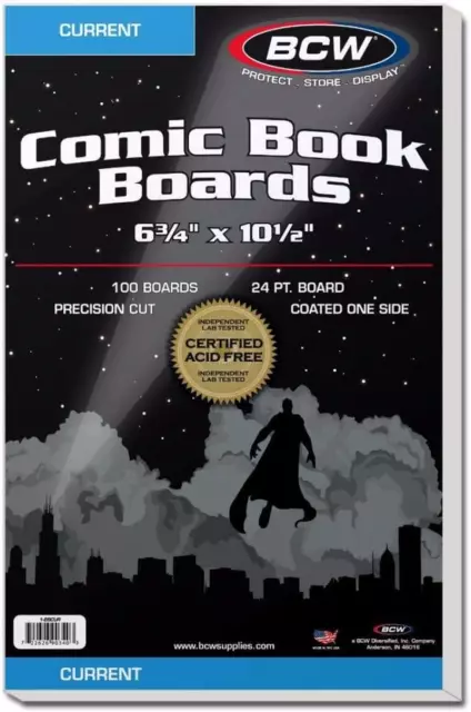 BCW 1-BBCUR Comic Book Backing Boards Current Comics (100 Boards per Pack) Ac...