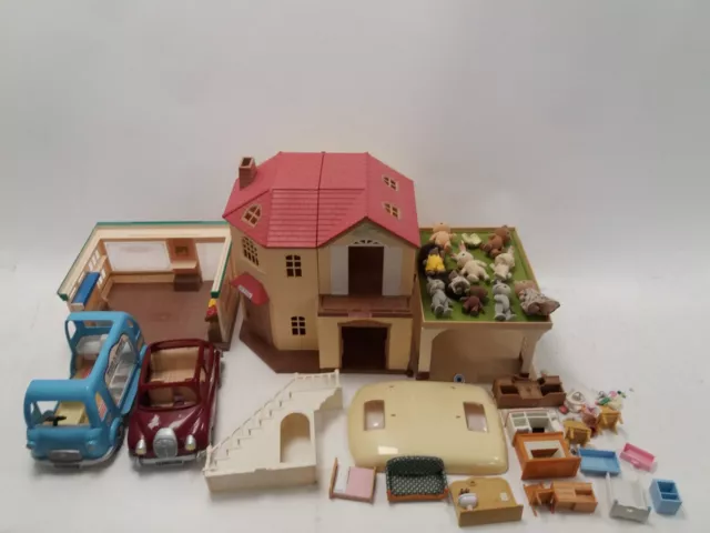 Large Bundle Of Various Sylvanian Families Toys - Dolls - Buildings - Cars -Used