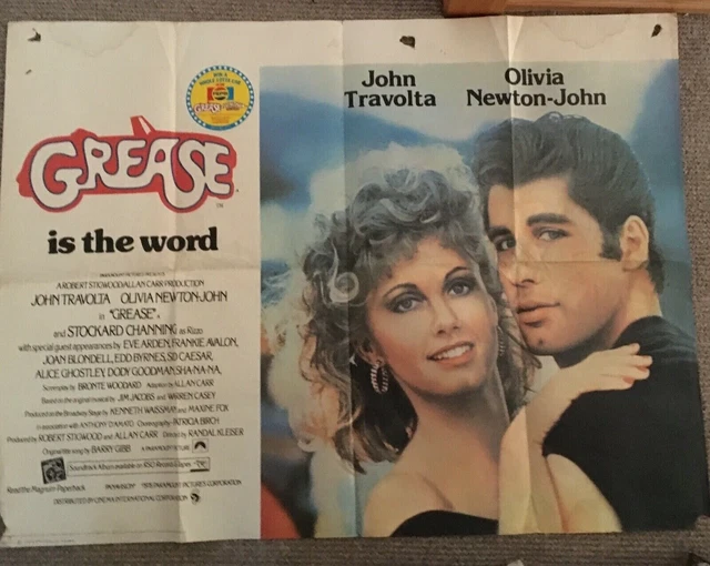 ORIGINAL VINTAGE QUAD Film 'Grease' Poster, John Travolta, 189.03