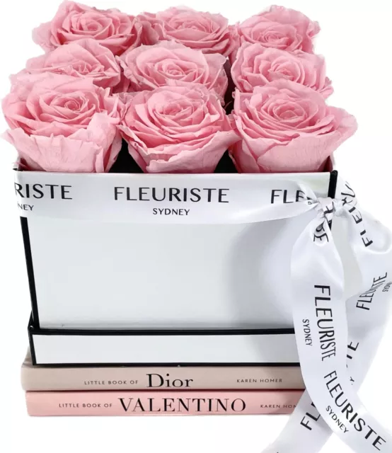 Christmas Gift Rose Box Bouquet Pink Preserved Little Books Of Dior Valentino