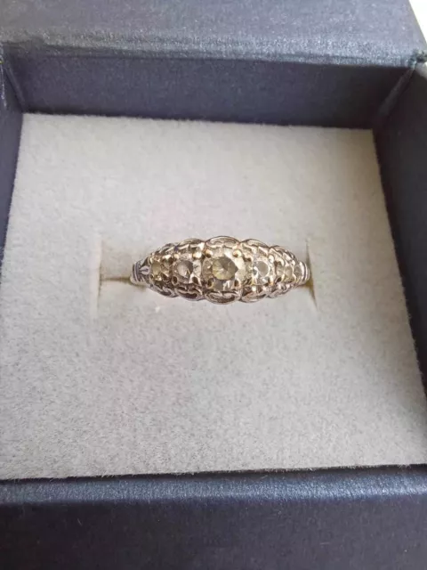 9ct Gold Diamond Ring Size Approx O