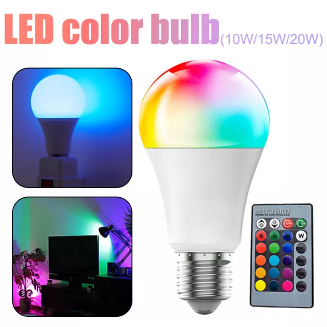 10W 15W 20W RGB LED Light Bulb E27 16 Color Changing Lamp Light Remote Control