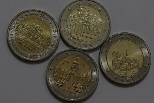 🧭 🇩🇪 Germany 2 Euro - 4 Commemorative Coins B56 #33
