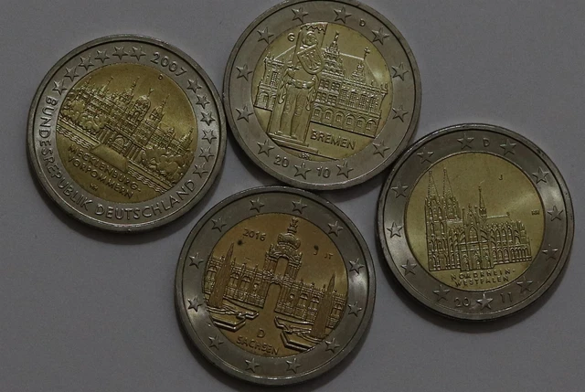 🧭 🇩🇪 Germany 2 Euro - 4 Commemorative Coins B56 #33