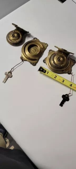 2 OLD STEAMER Trunk Chest Everlasting Lock & Key Steel Vintage Antique ...