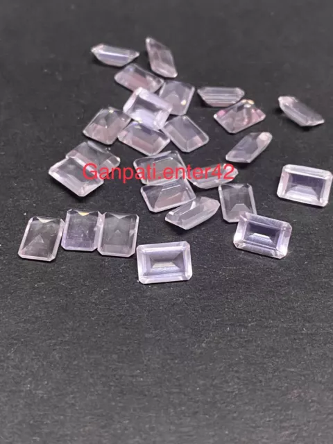 Rose Quartz Desseré Gemme à Facettes Octogone Coupe 6x4 MM Naturel Calibré Size