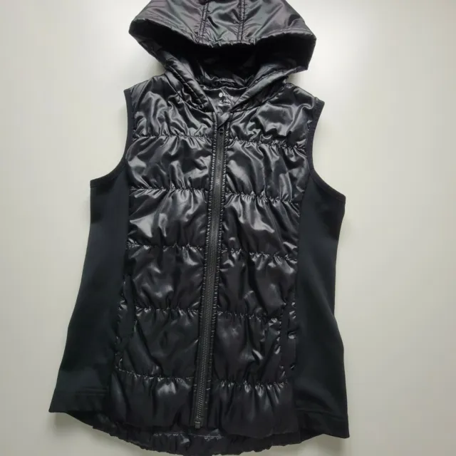Zella Womens Black Full Zip Hoodie Vest Sleeveless Puff Jacket Youth Size XL