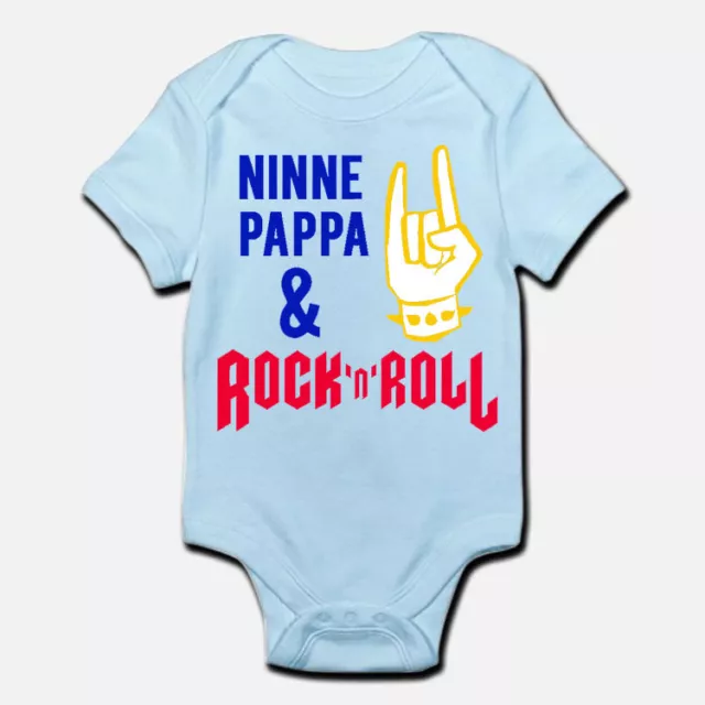 Body pagliaccetto neonato azzurro bimbo bebè Ninne pappa e rock'n'roll