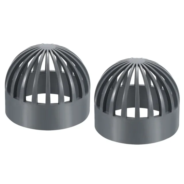 2Pcs 4" Atrium Grate Cover Round Outdoor UPVC Sewer Drain Pipe Fitting Gray