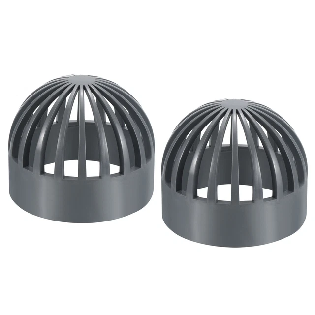 2Pcs 4" Atrium Grate Cover Round Outdoor UPVC Sewer Drain Pipe Fitting Gray
