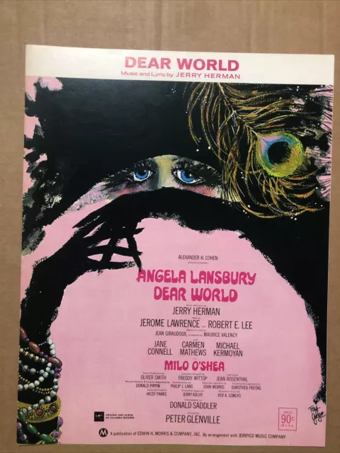 1968 Vintage Sheet Music Angela Lansbury "Dear World" Jerry Herman