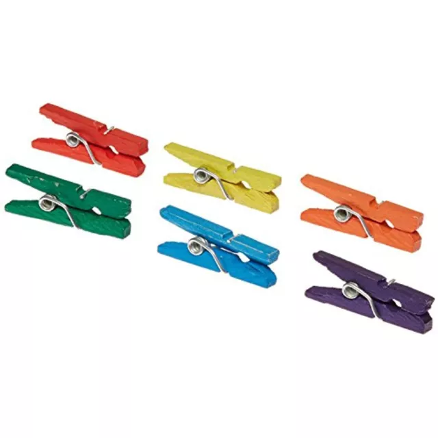 Multicraft Imports Krafty Kids Craftwood Mini Clothespins Colored 1" 45-Piece