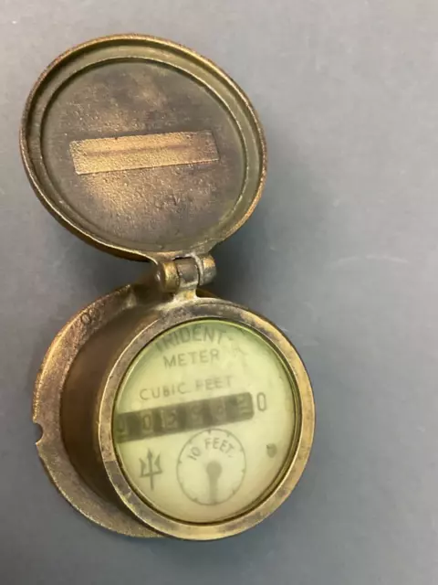 Vintage Brass Trident Neptune Water Meter New York White Dial Face Steampunk