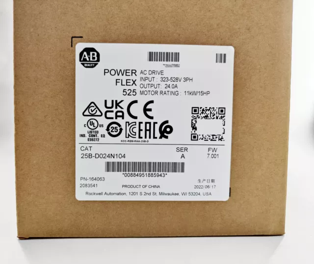 Allen-Bradley 25B-D024N104 PowerFlex 525 11kW 15Hp AC Drive Ser A 25BD024N104