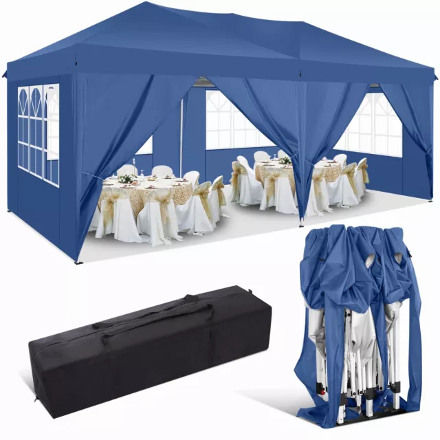 Pavillon Faltpavillon Pop-up 3x3m/6m Garten Partyzelt Wasserdicht UV-Schutz Zelt
