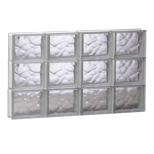 Clearly Secure Glass Block Window 31" x 17.25" Frameless Wave Pattern Non-Vented