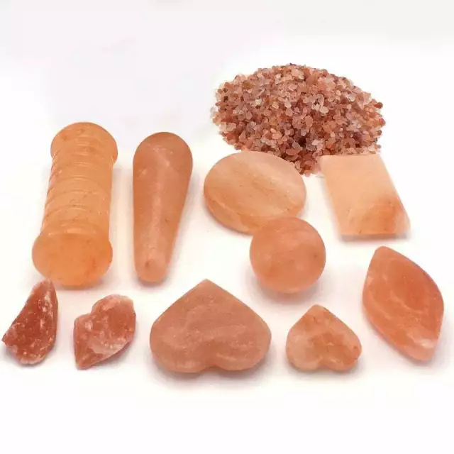 11 Pieces Himalayan Pink Salt Massage Stone Self Care Healing Kit with Bath Salt 3