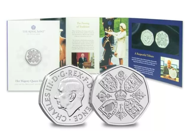 ROYAL MINT 50p BU Pack: First Official Portrait of King Charles III.